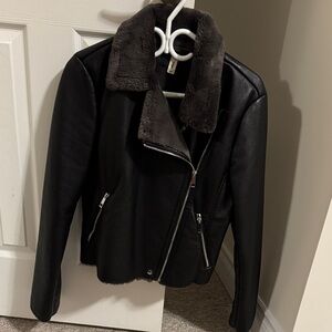 Mango Faux-fur Biker Jacket